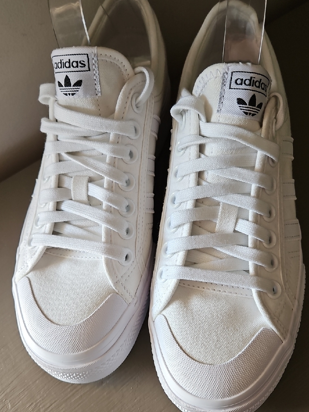 Adidas Nizza Platform Triple White Sneakees (New $80) Sz 9